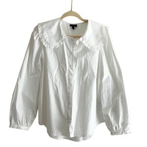 Who What Wear Ivory Blouse with Ruffled Collar